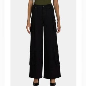 Madden NYC Women’s Wide Leg Cargo Jeans with Rhinestone Accents Sz Large (12-14)